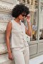 Women's Lycra-Free Silky Modal Soft Textured Fabric Flato Pocket Buttoned Vest-Stone - 4