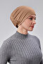 Women's Hijab Ready-To-Wear Practical Snap-On Bonnet Elastic Non-Slip Milky Brown