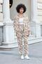 Women's Patterned Voile Collar Off Shoulder Long Sleeve Loose Shirt-Brown Floral