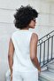 Women's Lycra Free Silky Modal Soft Textured Fabric Flato Pocket Buttoned Vest-White - 6