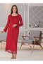 Women's Red Sleeve and Collar Lace Maternity Nightgown