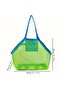 Blue Handle Green Mesh Large Size Lightweight Folding Beach Bag Toy Bag, Holiday Sea Beach - 7
