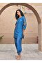 Blue Chevron Print Tunic and Harem Pants Set - 4