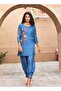 Blue Chevron Print Tunic and Harem Pants Set