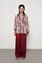 Women's Belt Tie Detail Patterned Shirt - 4