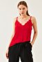 Women's Red String Strap Lace Blouse