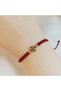 Handmade Macrame Bracelet with Burgundy Gold Cross Figure – Adjustable Unisex Luck and Protection Bracelet - 3