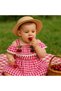 Pompon Cherry Plaid Dress/ Shoulder Detail Suspender Plaid Dress - 3