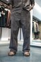 Men's Baggy Fit Washed Elastic Waist Trousers Brown