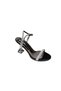Yazkiş Women's Black Silver Stone Ankle Strap 9cm Transparent Goblet Heel Evening Dress Shoes