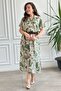 Plus Size Self Belt Shirt Collar Print Dress - 6