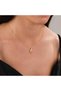 Gold Color Steel Necklace with Zircon Stone Butterfly and Pearl Detail