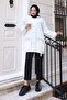 Buttoned Short Cap with Stone Detail on Pockets White 3241 - 3