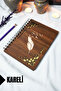 School Notebook with Bird Feather Wooden Cover Spiral - Lined Notebook - 60 Sheets (120 Pages) - A5 15X21 cm