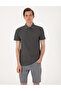 Gray Slim Fit 100% Cotton Non-Curling American Pique Polo Collar Basic T-Shirt 50306154-Vr024 - 3