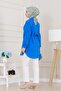 Loose Fit Tunic with Attached Front-Blue - 5
