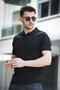 Manquentin Striped Lycra Slim Fit Polo Neck Knitted Men's Knitwear Tshirt - 2