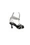 Yazkiş Women's Black Silver Satin Stone Wrapped 9cm Goblet Heel Evening Dress Shoes - 2