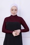 Turtleneck Neck Collar Oversleeve Burgundy - Women's Body Hijab Crop Bolero with Lycra Stand Collar - 6