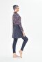 Full Covered Lycra Patterned Skirted Hijab Swimsuit Anthracite 3482-A - 6