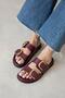Harden Women's Buckle Detail Daily Comfort Leather Slippers Claret Red - 2