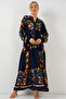 2423 Authentic Patterned Modest Dress - Solid Navy