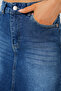 Women's Tasseled Mini Denim Skirt 8051 - Navy Blue - 6
