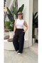 Women's Plus Size Sofia Linen Casual Trousers with Elastic Waist and Pockets 21070 - 4