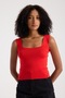 Red Square Collar Sleeveless Crop Women's Knitwear - 5