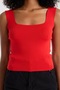 Red Square Collar Sleeveless Crop Women's Knitwear - 4