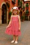 Girl's Dress Summer Zero Sleeve with Hat Tricotone Dress - 3