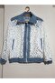 Women's Openwork Perforated Zippered Lace Jean Jacket - 3