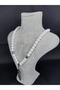 Unisex Adjustable Natural Stone Necklace – Handmade Stylish Design with White Beads and Metal Feather Tips - 3