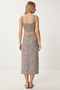 Women's Khaki Bone Patterned Linen Crop Skirt Suit Fk00025 - 7
