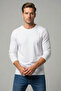 Beyaz Regular/Normal Kesim Uzun Kollu %100 Pamuk Tok Kumaş T-shirt TMNAW21TS0208 - 2