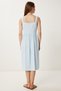 Women's Sky Blue Strap Striped Summer Crinkle Dress Tp00054 - 4