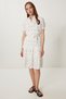 Women's Bone Pink Polka Dot Textured Summer Crinkle Dress Tp00055