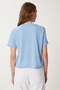 Women's Blue Contrast Stitching Detailed Knitted T-Shirt Tp00087 - 4