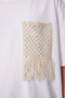 Women's White Oversize Embroidery Pocket Knitted T-Shirt Zv00277 - 5