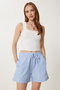 Women's Sky Blue Striped Casual Shorts Pb00036
