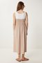 Women's Beige Contrast Color Flounced Midi Ayrobin Dress Tp00063 - 7