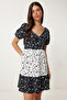Women's Black White Heart Pattern Summer Mini Dress Tp00052 - 3