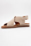 706 Genuine Leather Beige Suede Women's Sandals - 4