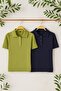 Lacivert-Yeşil Basic Polo Yaka İkili Paket Triko İnce Bluz TWOSS25BZ00503 - 7