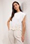 Ekru Kalın Pamuklu Nakışlı Regular/Normal Kalıp Örme T-Shirt TWOSS25TS00209 - 2