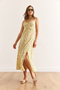Women's Ecru Orange Strap Adjustable Front Gathered Woven Viscose Dress Elb-19002438 - 4