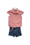 2-5 Years Old Girl's Stoned Shirt and Denim Shorts Set
