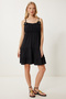 Pearl Flower Detailed Mini Viscose Dress Black Llc0002 - 3