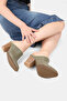 Women's Green Patent Leather Genuine Leather Heel Closed Front Sabo Slippers - 5