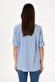 Women's Blue Long Sleeve Striped Tunic Shirt 50299523-Vr036 - 5